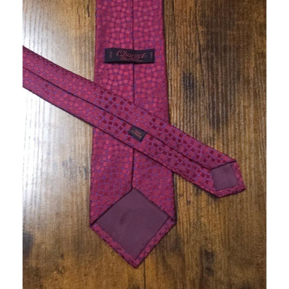 Charvet Place Vendome Magenta Pink Geometric Silk Necktie Made in France 3.5" W